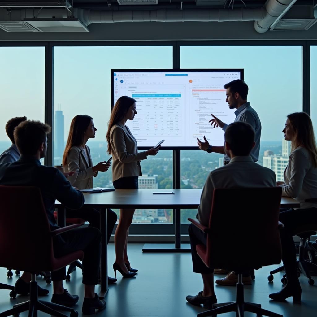 Clinical Research Professionals Discussing Data in a Meeting