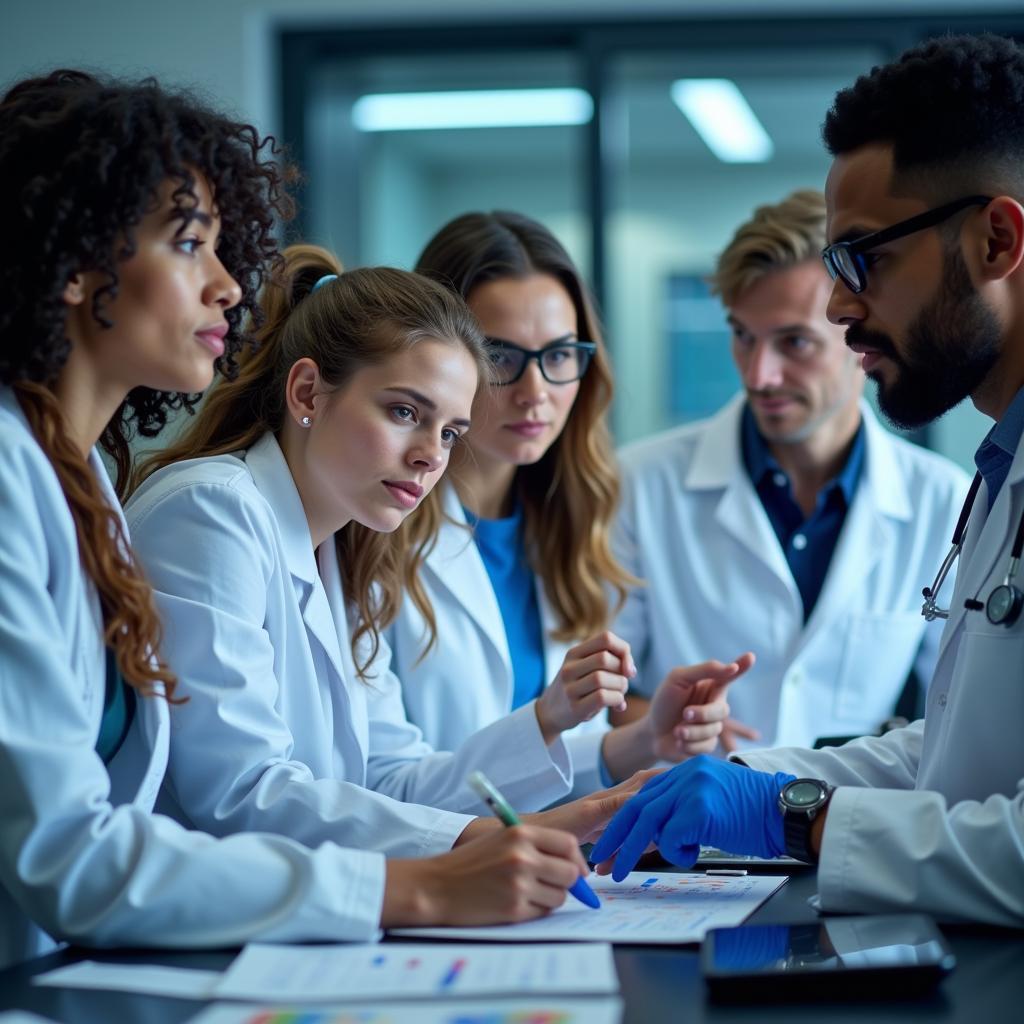 Clinical research team collaborating on a project