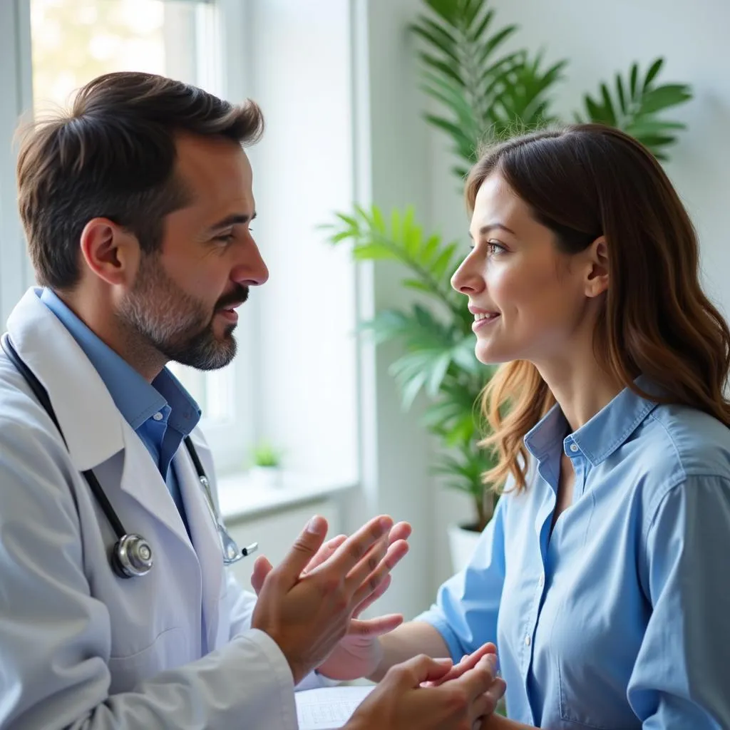 A doctor discussing clinical research trial with a patient