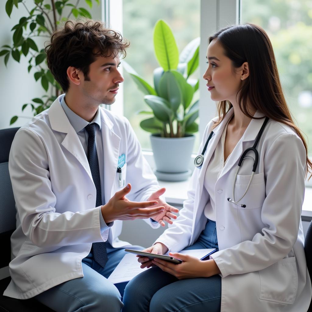 Doctor Consulting with Clinical Trial Participant