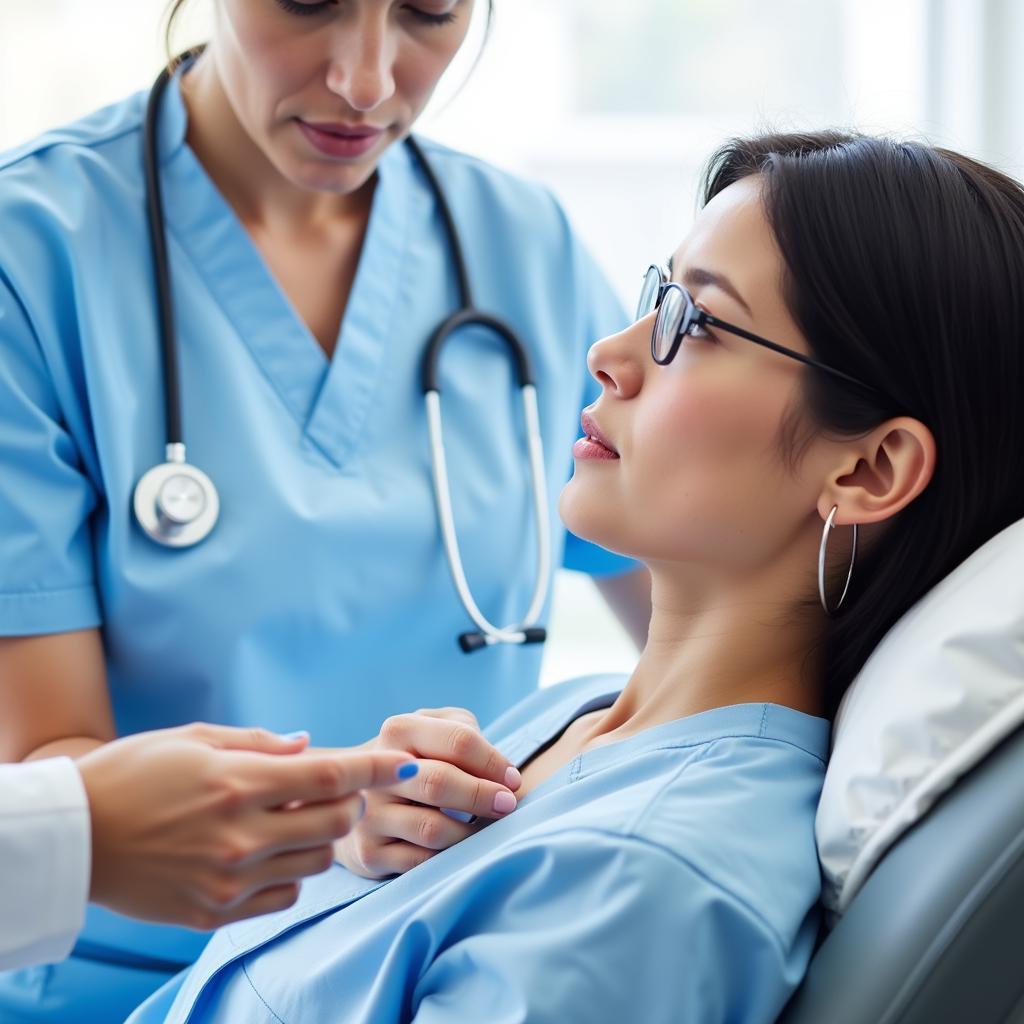 A participant receiving treatment during a clinical trial