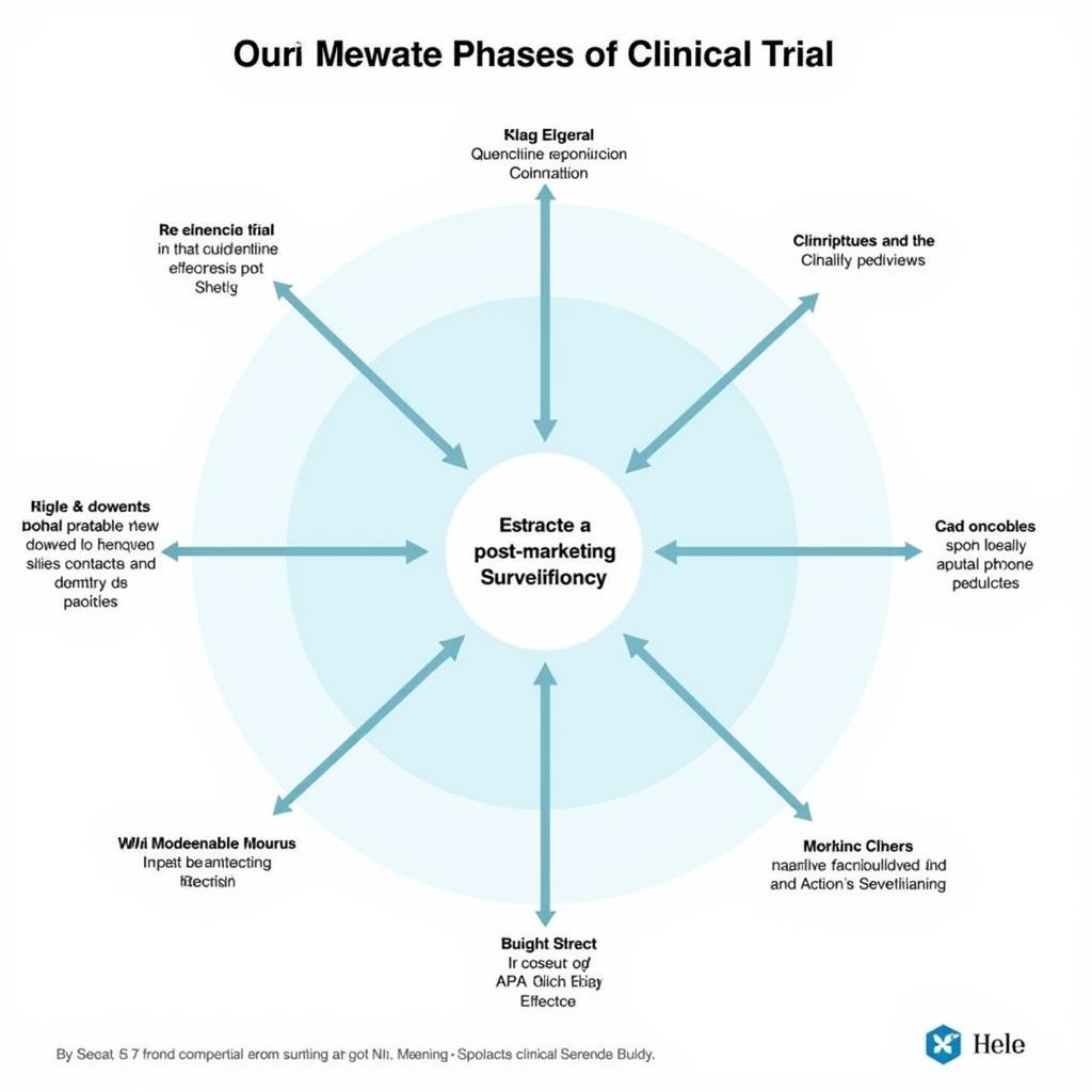 A chart outlining the different phases of clinical trials, from pre-clinical to post-marketing surveillance.