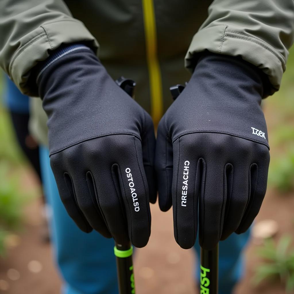 Close-up of Hands Holding Outdoor Research Gloves