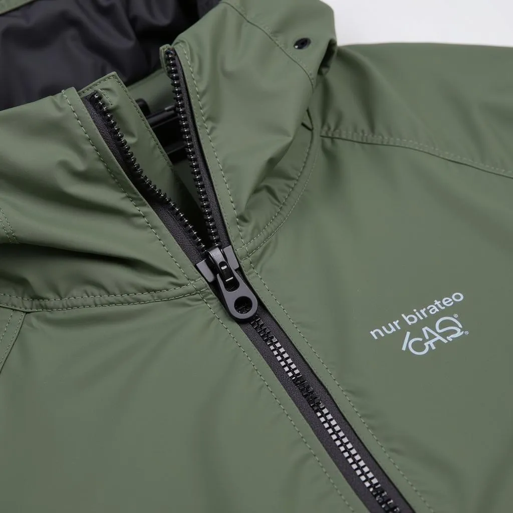 Close-up of waterproof zippers on Outdoor Research rain gear