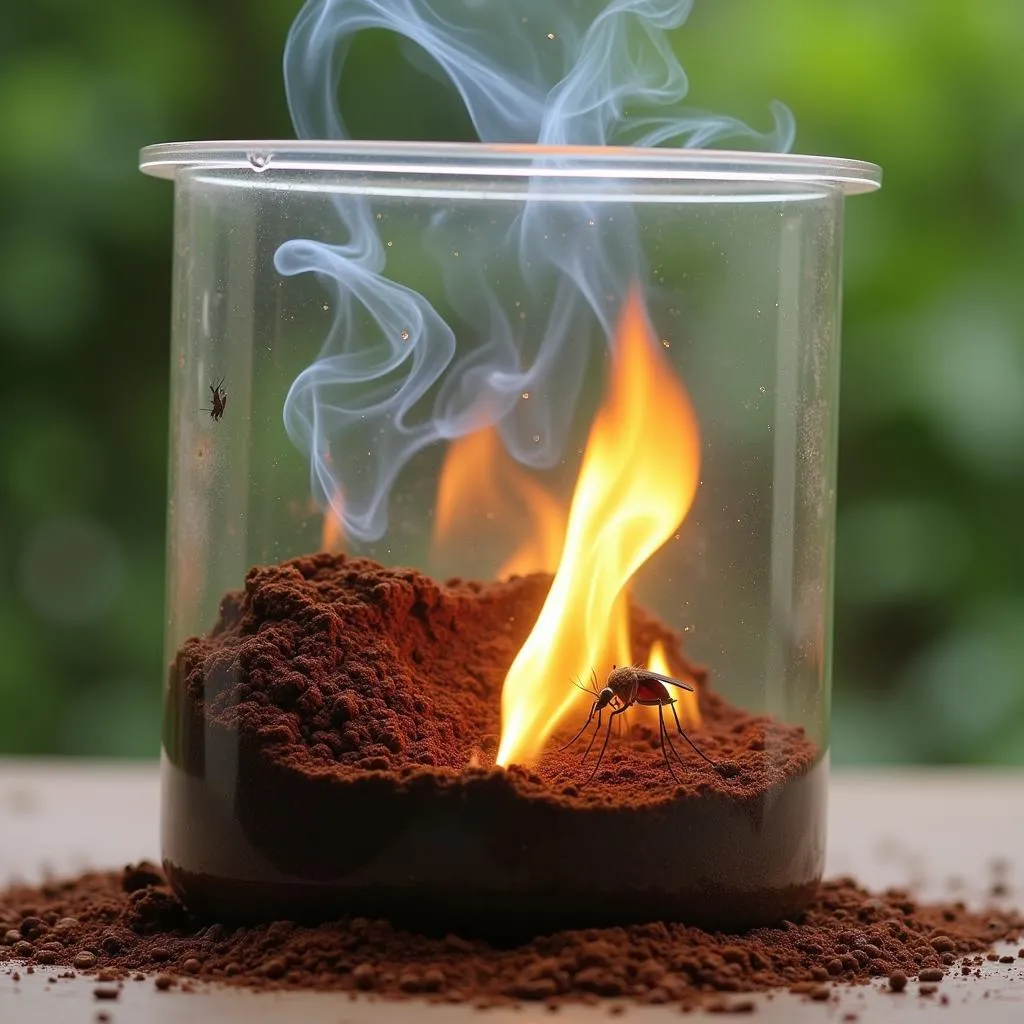 Burning Coffee Grounds for Mosquito Repellent