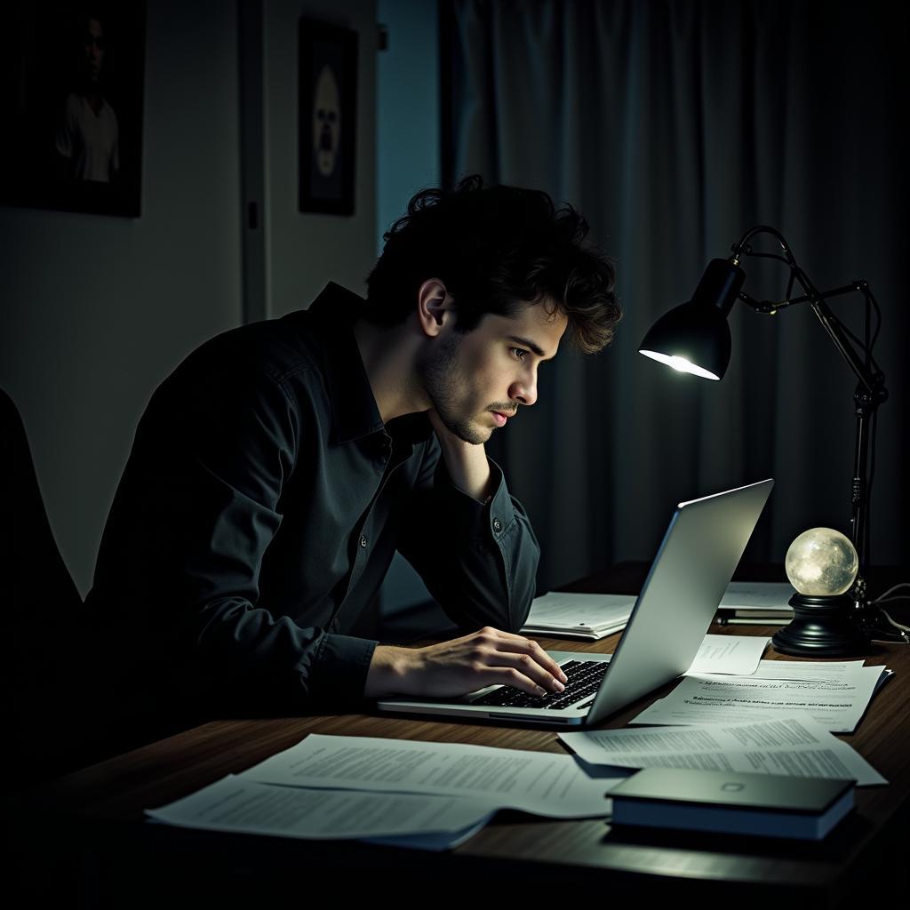 Researcher composing a cold email for paranormal investigation