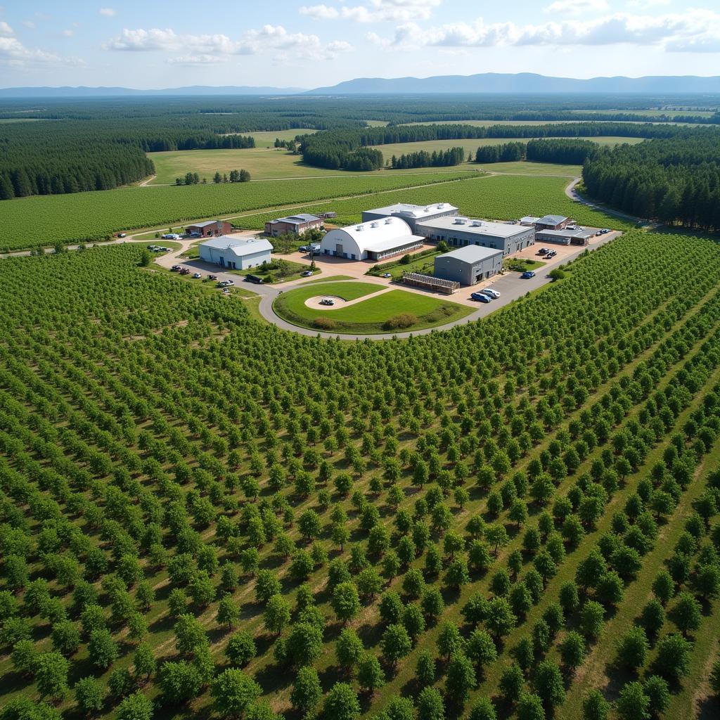 Aerial view of the Cold Spring Orchard research facility