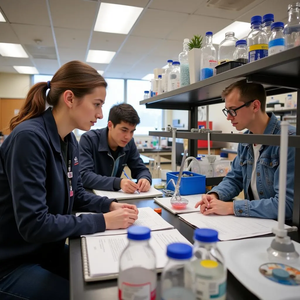 Students collaborate in a lab setting during Colgate Summer Research