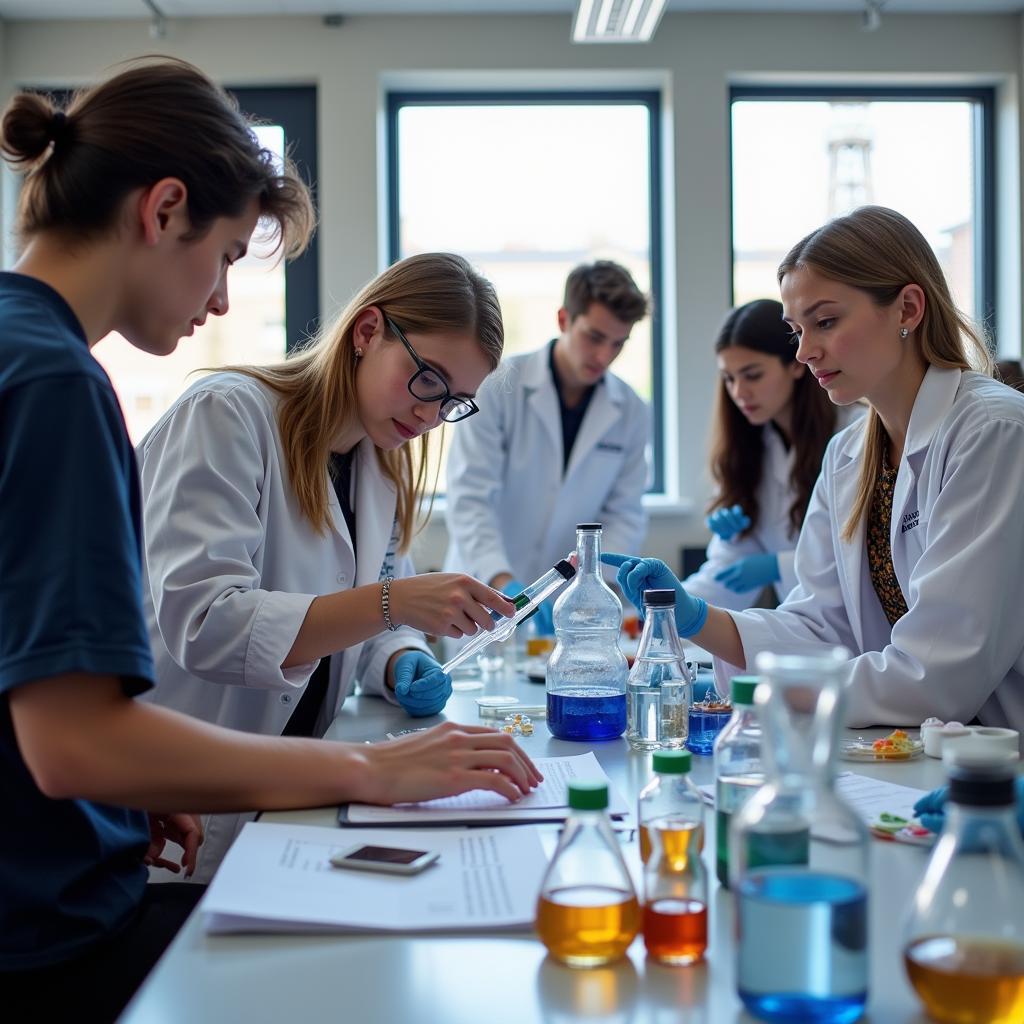 Students conducting research in a Columbia University lab