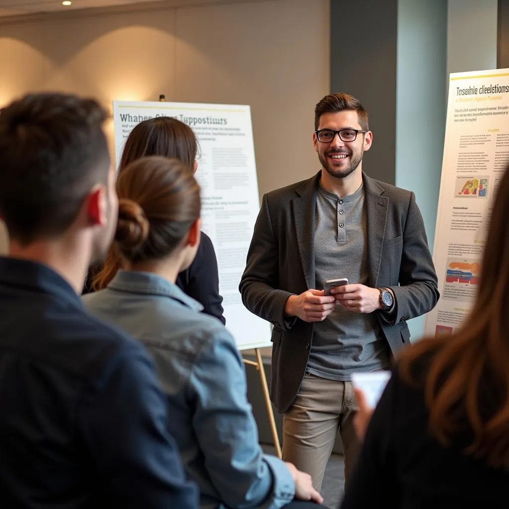 Student presenting research findings at Columbia University