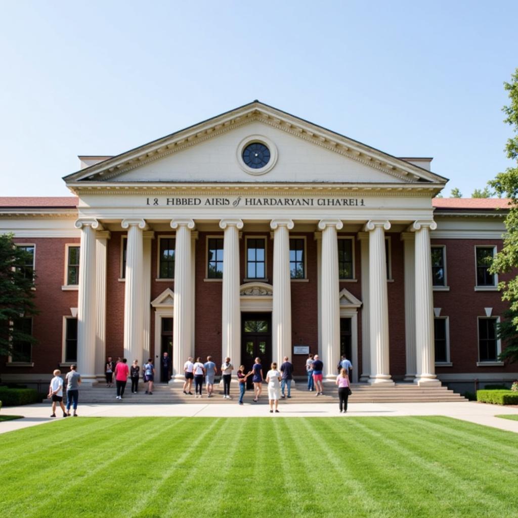 The grand exterior of the Combined Arms Research Library, a stately building dedicated to the preservation of military history