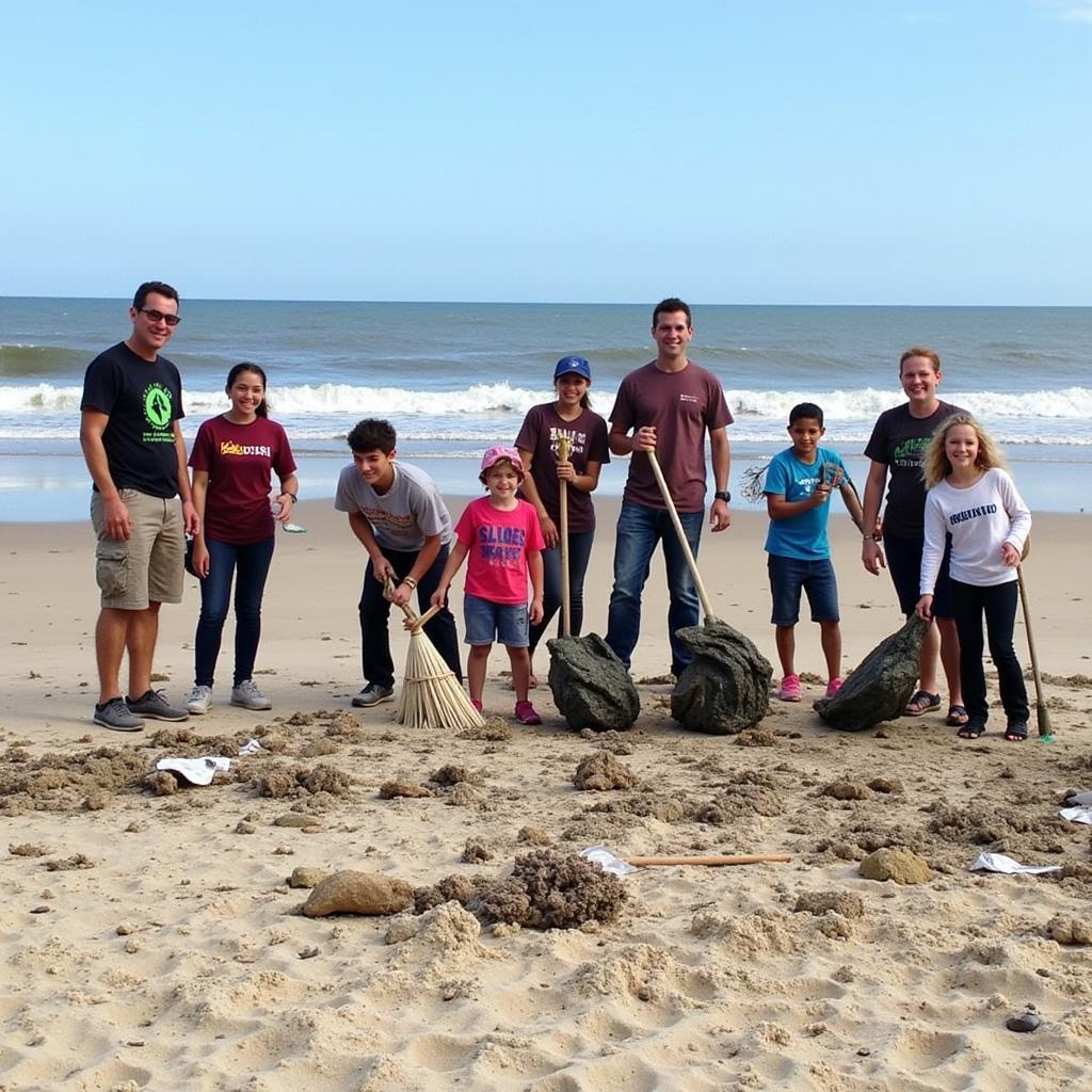 Volunteers participate in a coastal cleanup event