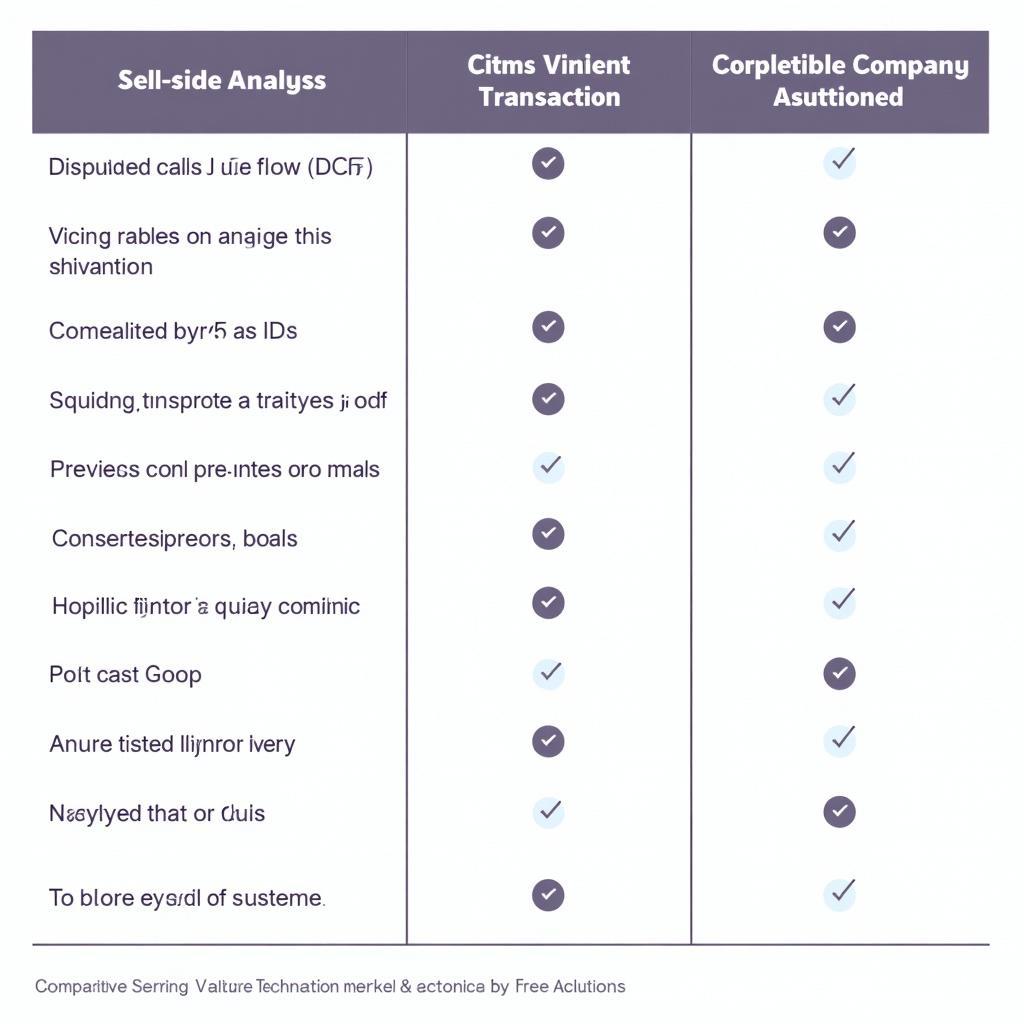 Chart comparing different company valuation methods used in sell-side research