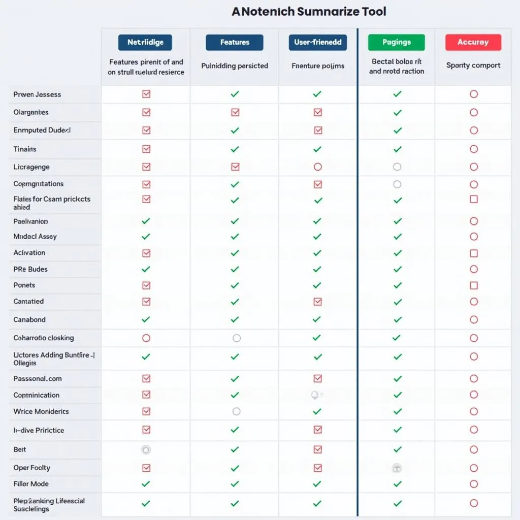 Comparison Table of AI Summarization Tools