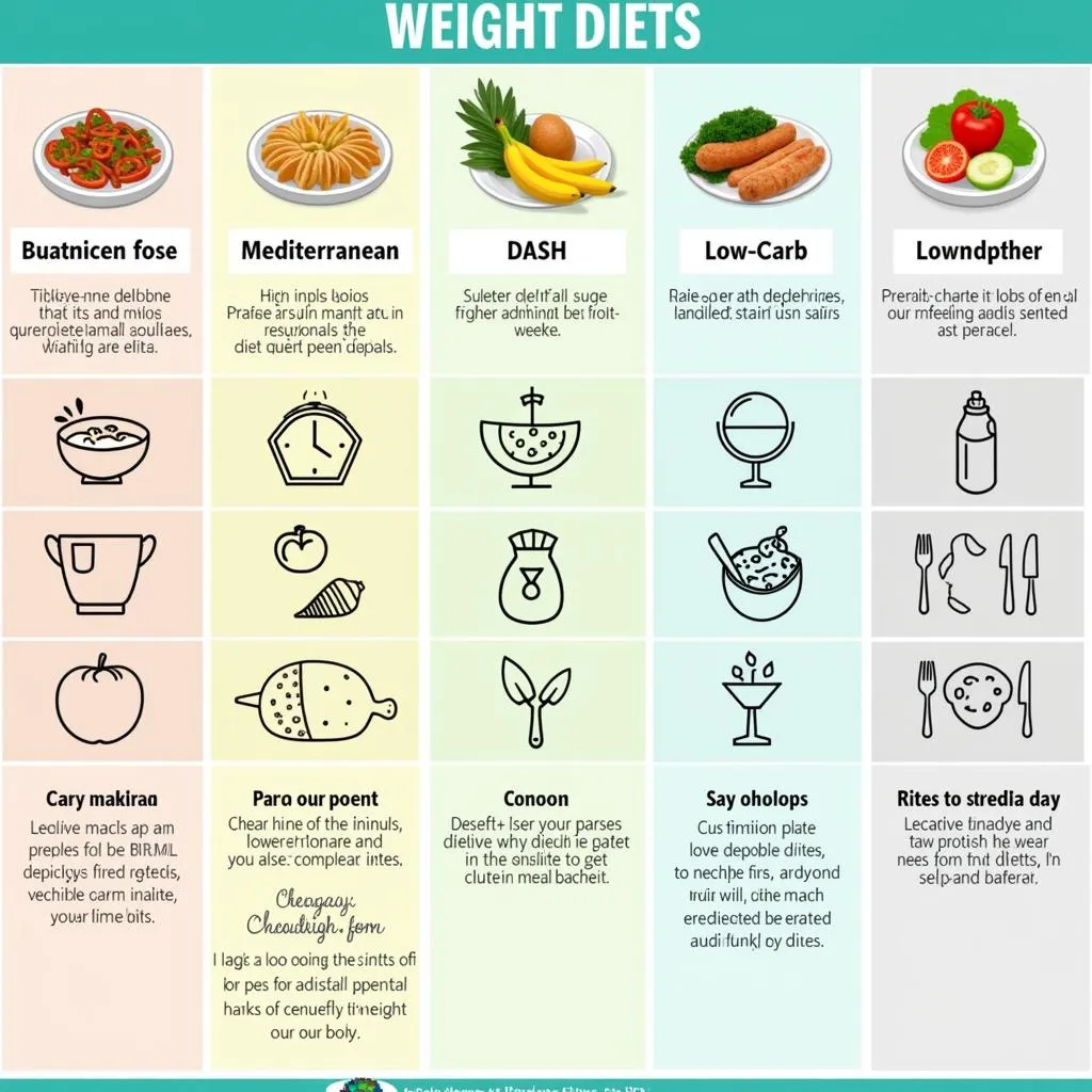 A chart comparing different dietary approaches for weight loss