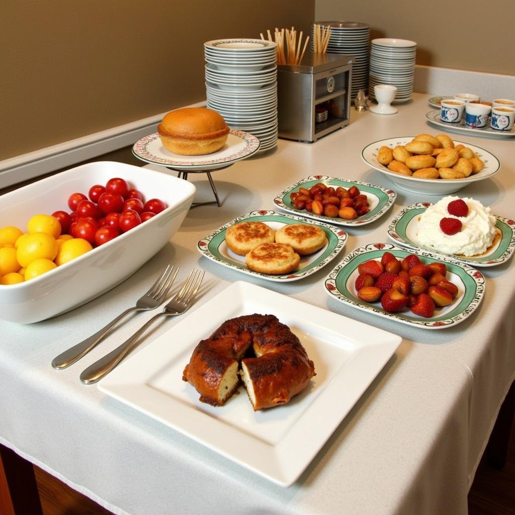 The complimentary breakfast spread at SpringHill Suites