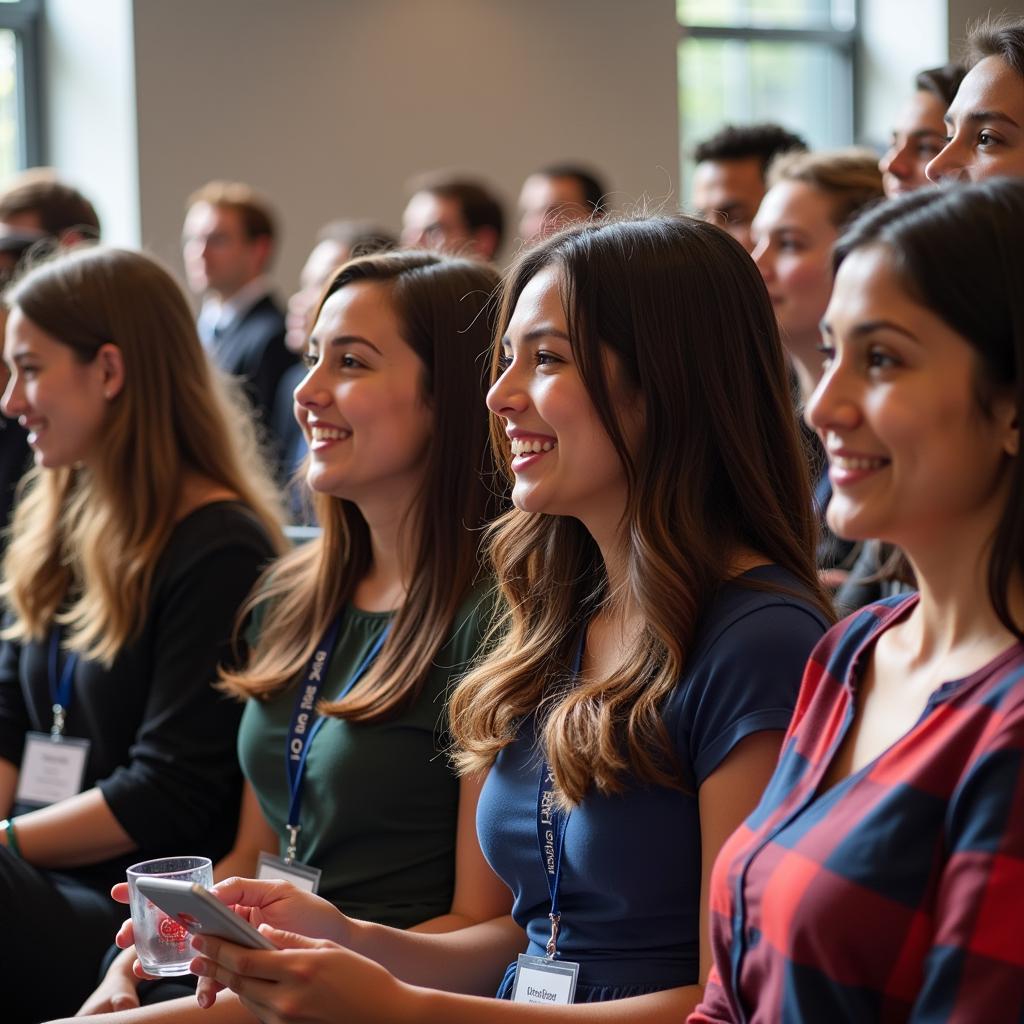 Conference attendees celebrating success at an awards ceremony