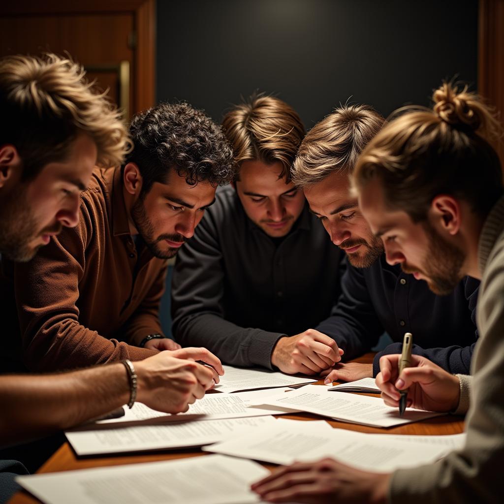 Group of people discussing conspiracy theories