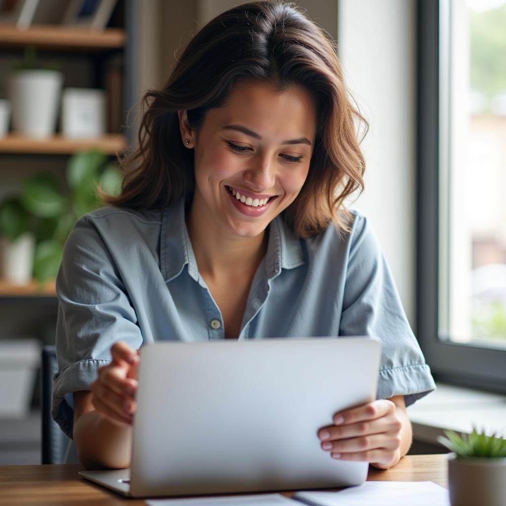 A contract clinical research associate working on a laptop