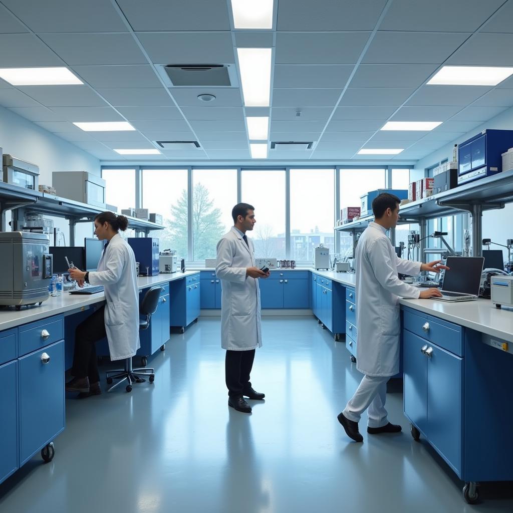 Scientists working in a modern laboratory at Coriolis Pharma Research GmbH