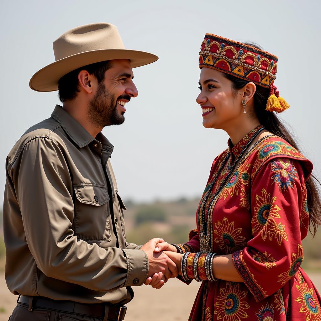 Two people from different cultures shaking hands