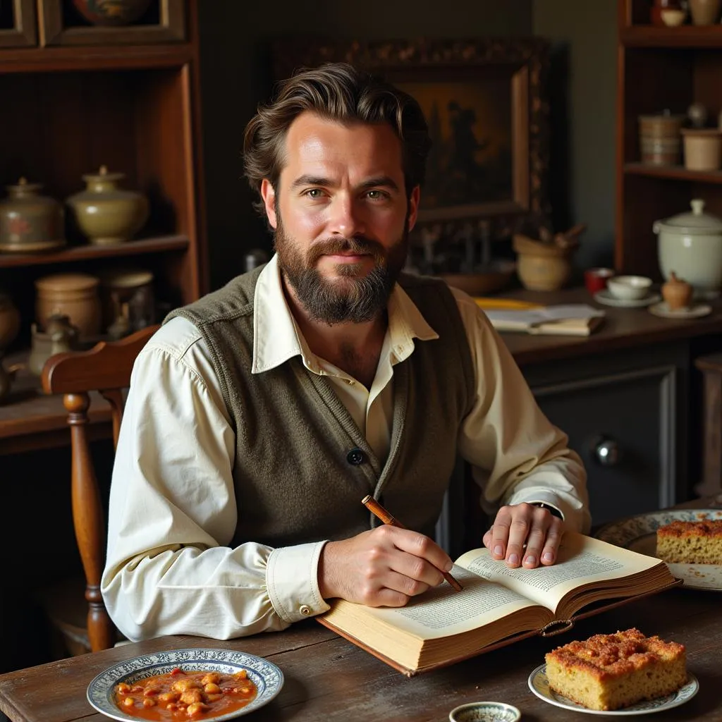 Culinary Anthropologist Examining Ancient Cookbooks