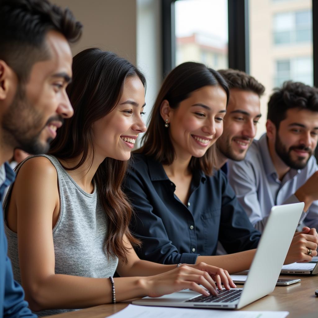 A diverse team of researchers collaborating on a project