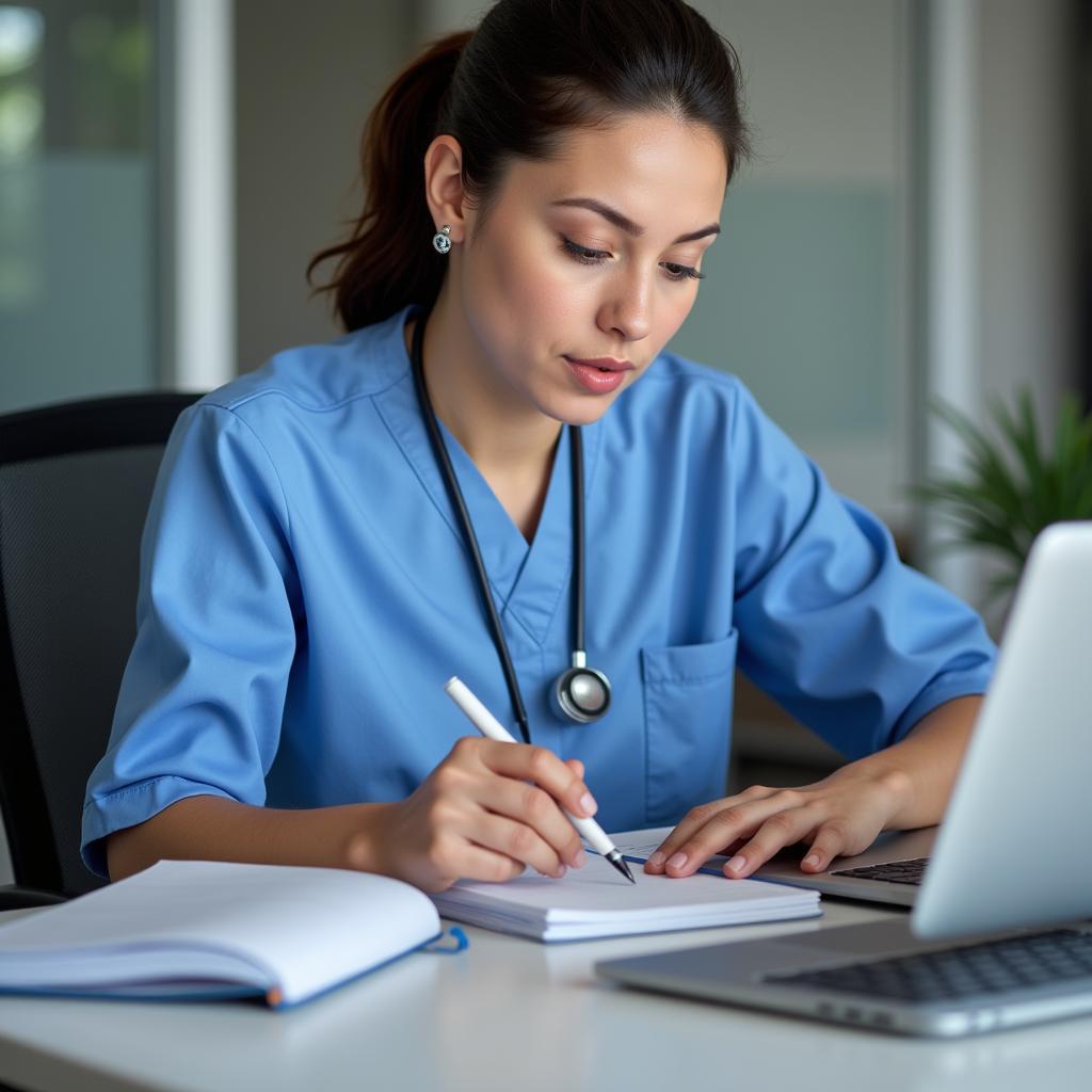 Nurse Analyzing Data for Research