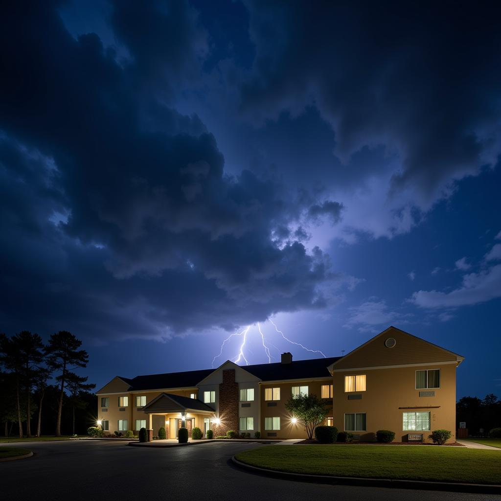 Days Inn at Night with Stormy Sky