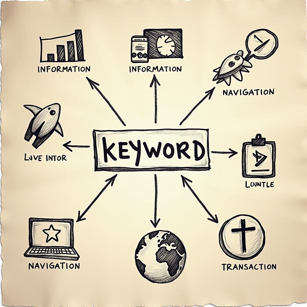 A Hand Drawing a Web Connecting Keywords to User Search Intent