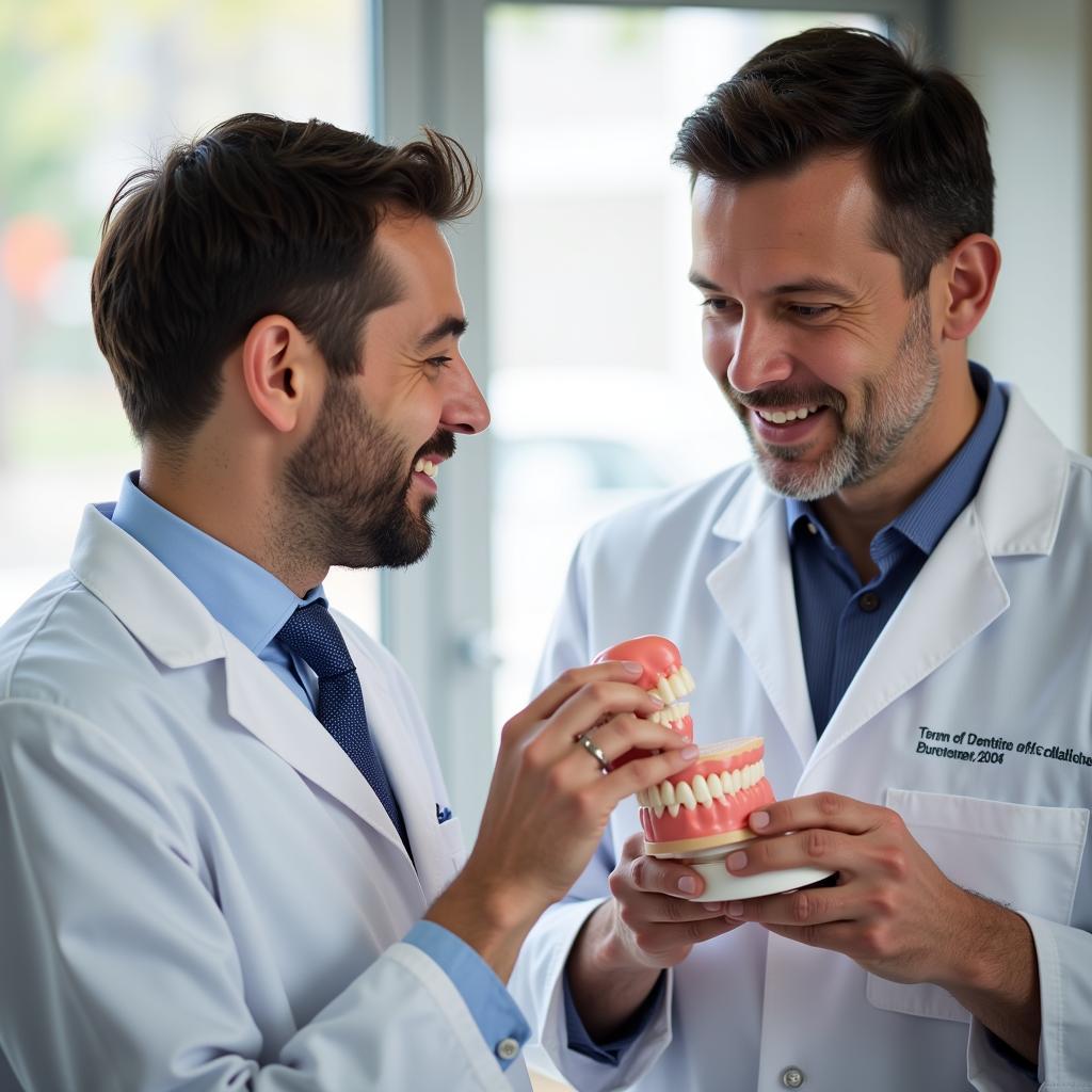 Dental professionals collaborating on periodontal research