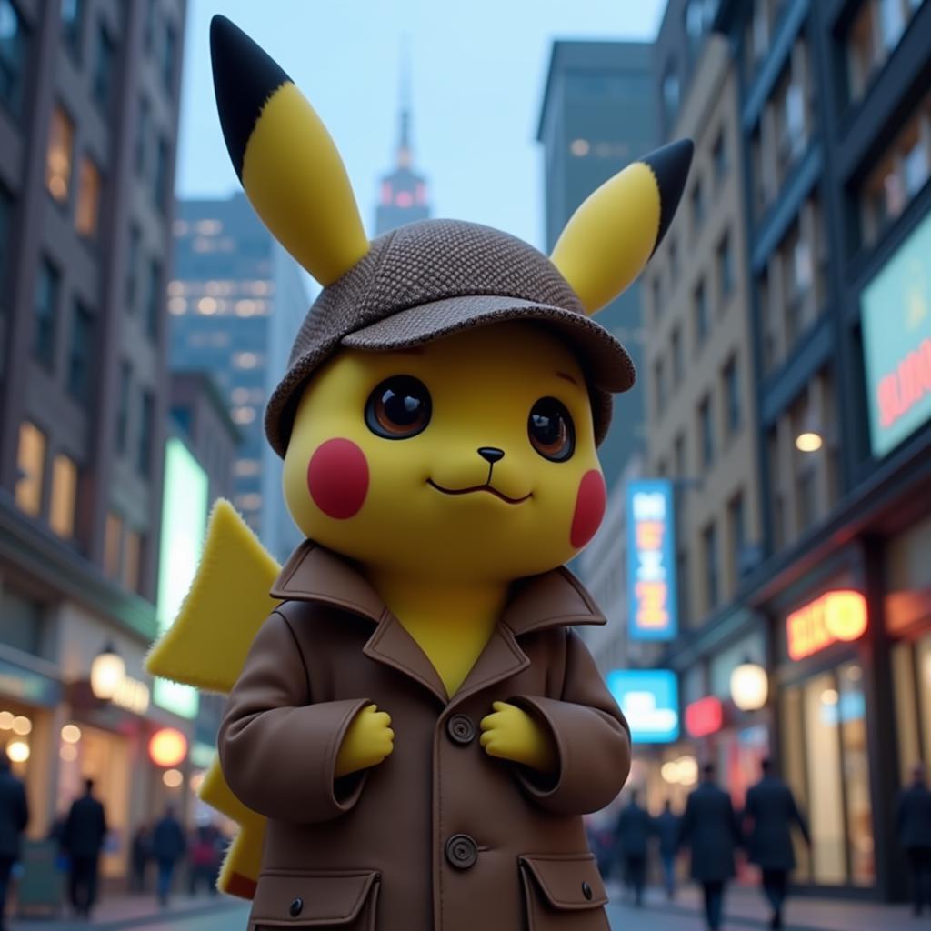 Detective Pikachu Investigating in Ryme City