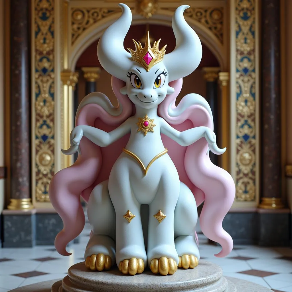 Statue of Diancie wearing a crown