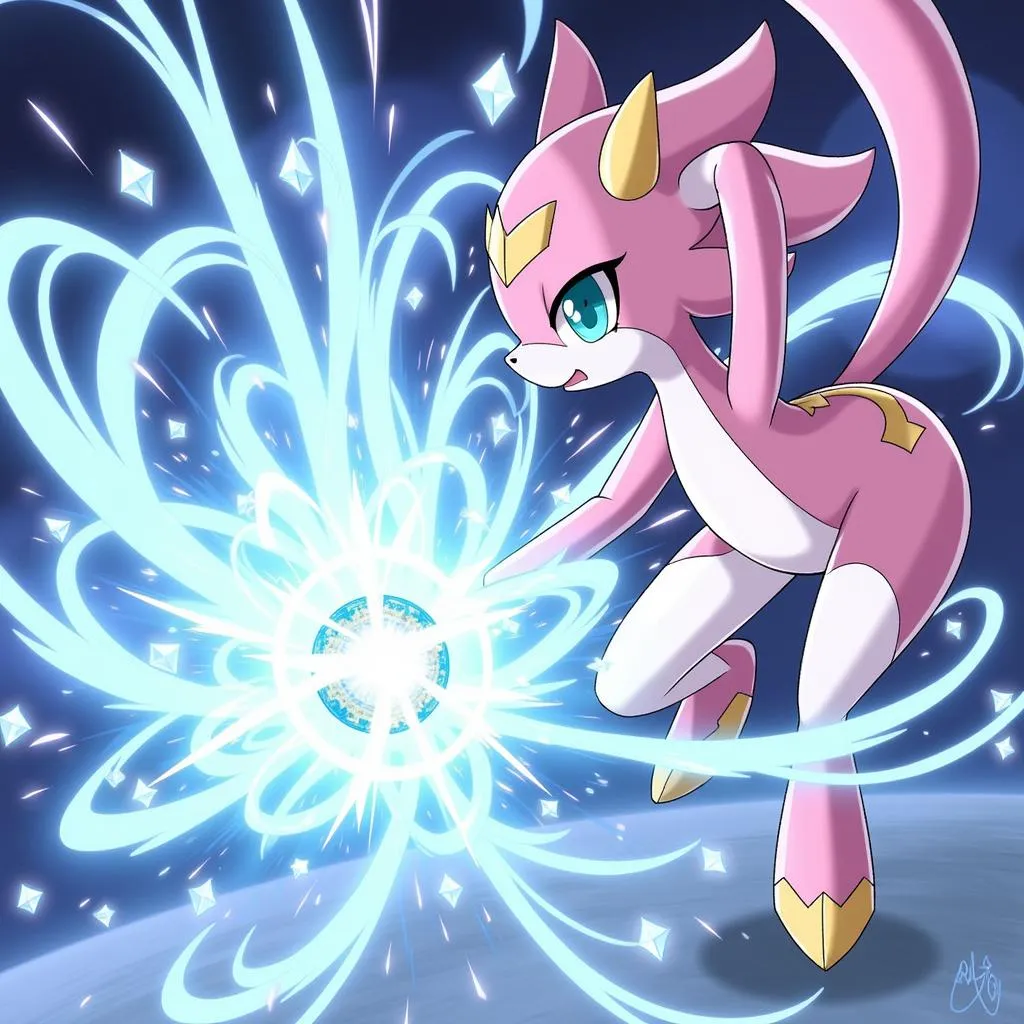 Diancie unleashing Diamond Storm