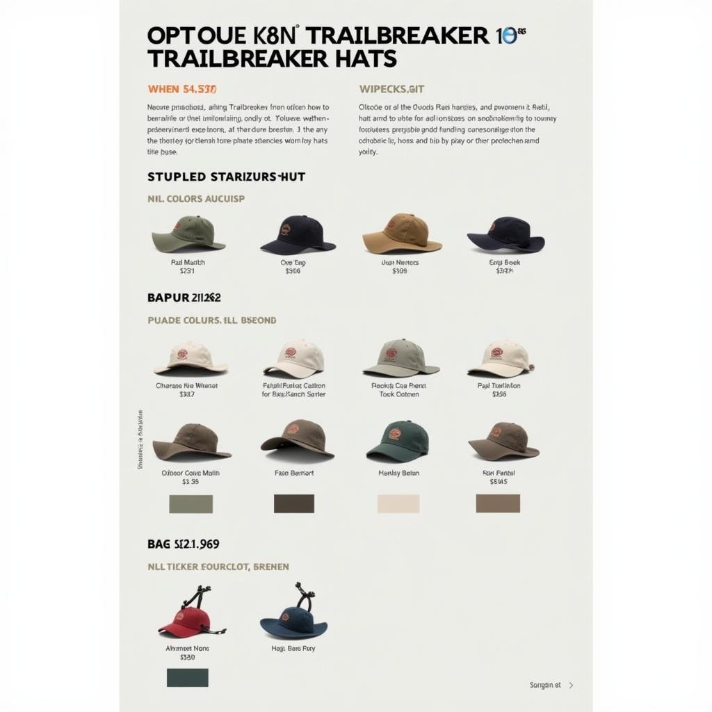 A variety of Outdoor Research Trailbreaker hats in different colors and styles