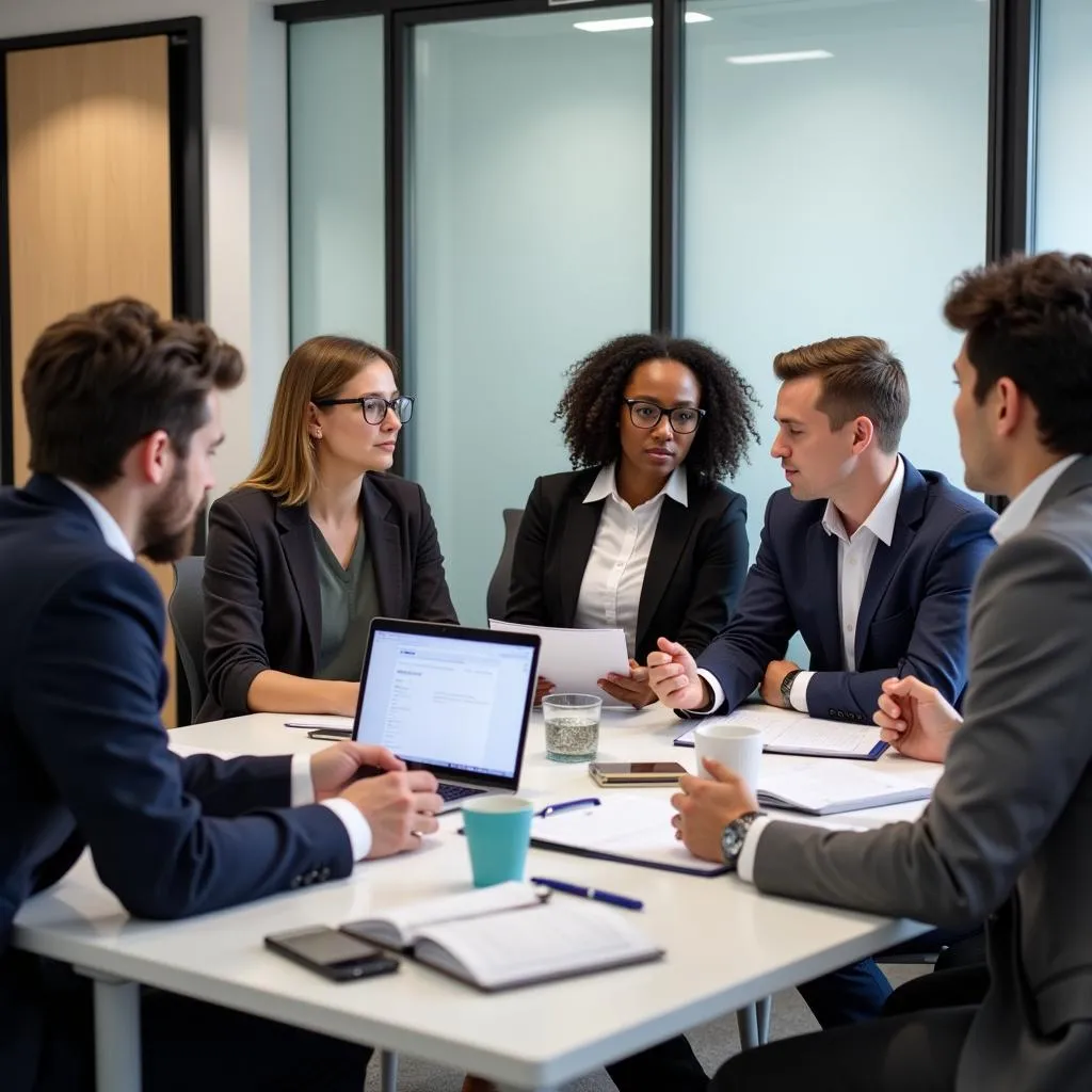 Diverse group of clinical research professionals collaborating in a meeting