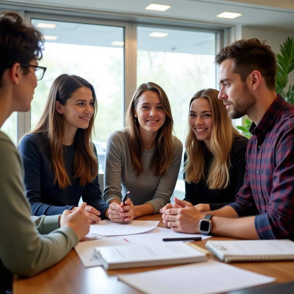 Diverse group of prospect researchers collaborating on a project