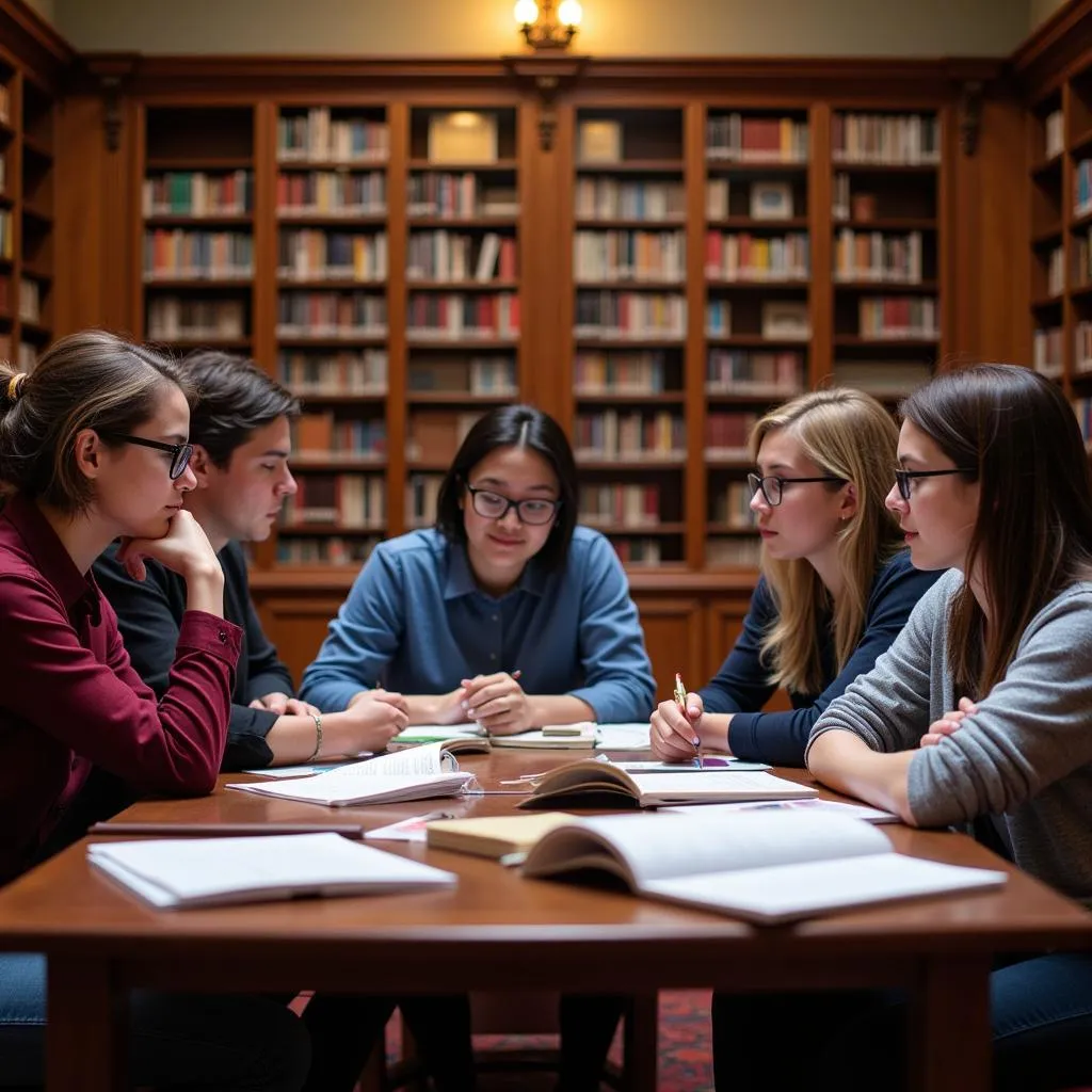 Diverse Group of Researchers Collaborating in Harvard Library