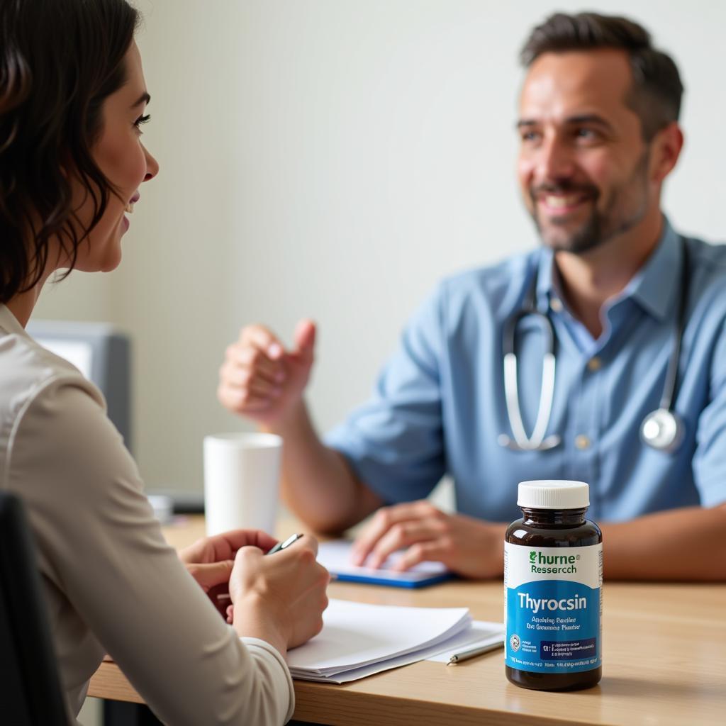 Doctor consulting with a patient about thyroid health and supplements.