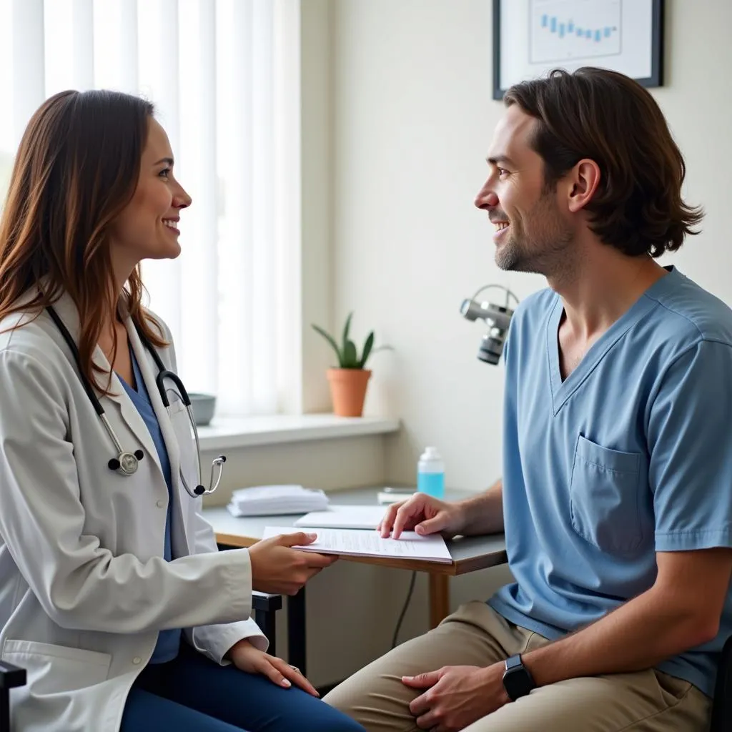 Doctor and patient discussing a clinical trial