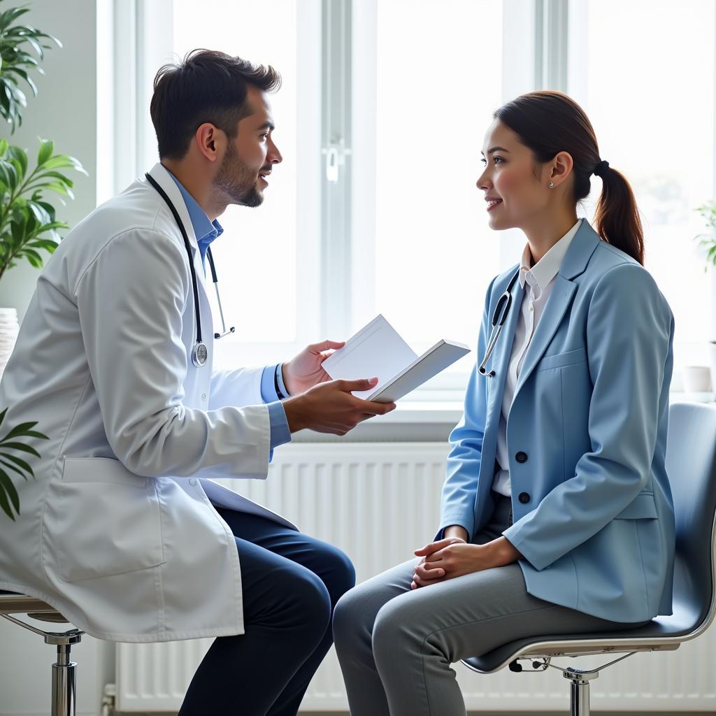 Doctor discussing clinical trials with a patient