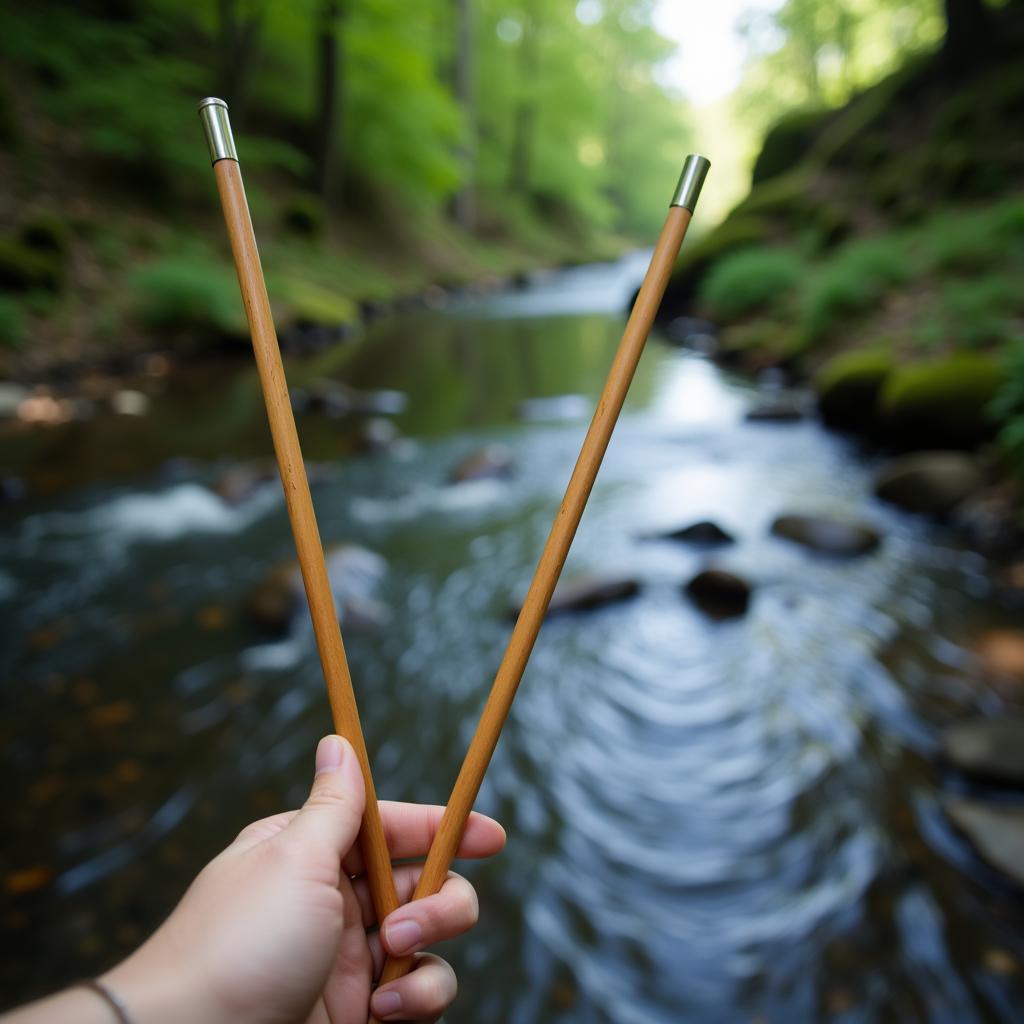 Dowsing Rods Over Water