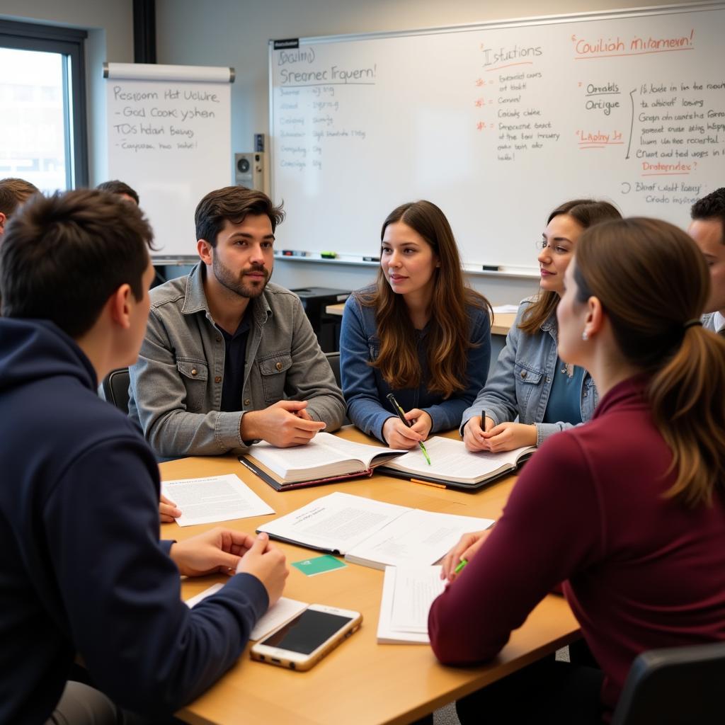 Educators and students working together on a research project