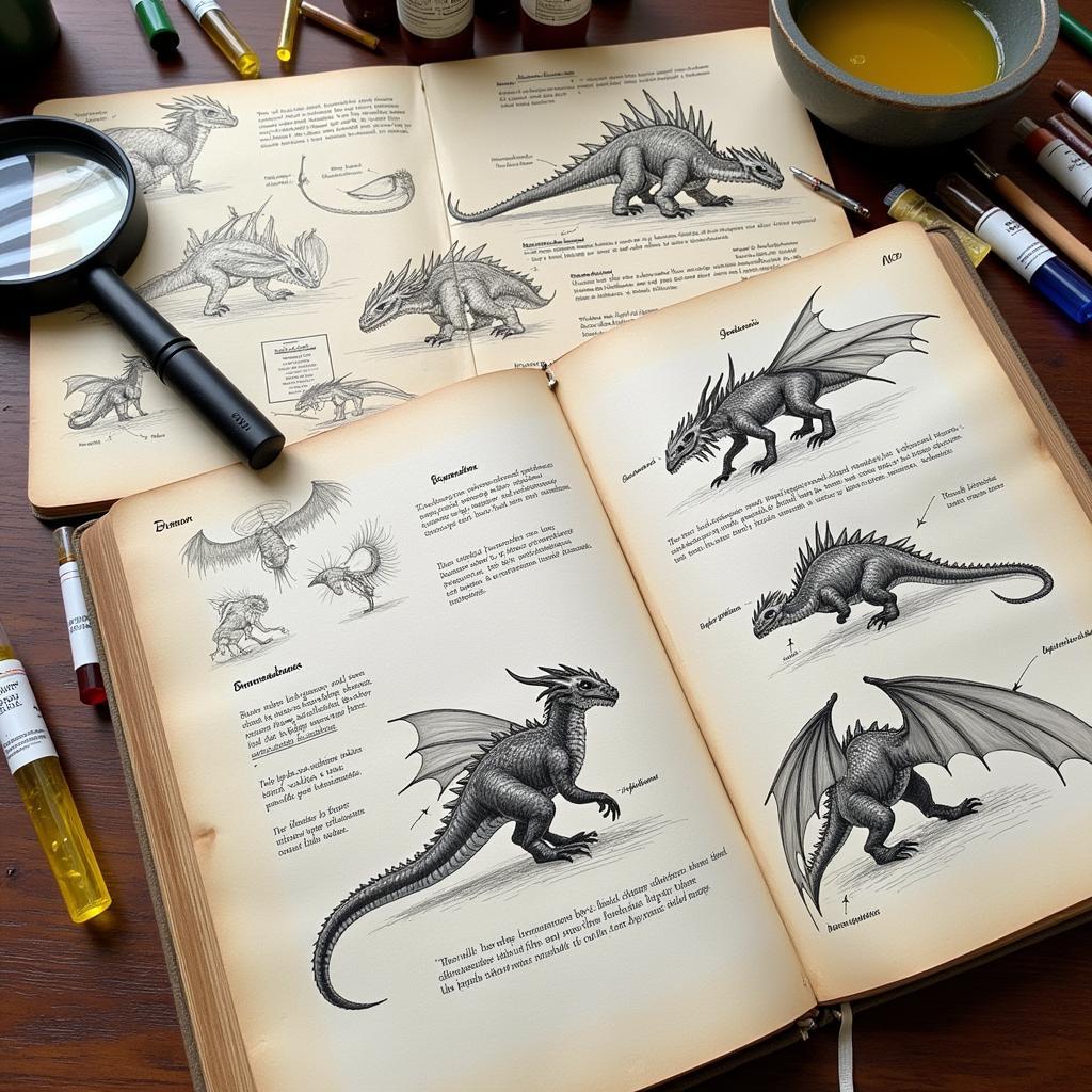 Elder Dragon Research Field Notes and Sketches