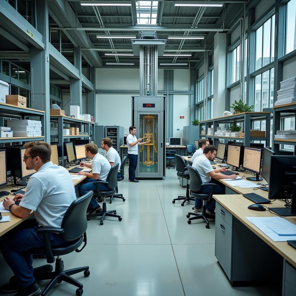 Engineers in an elevator research lab