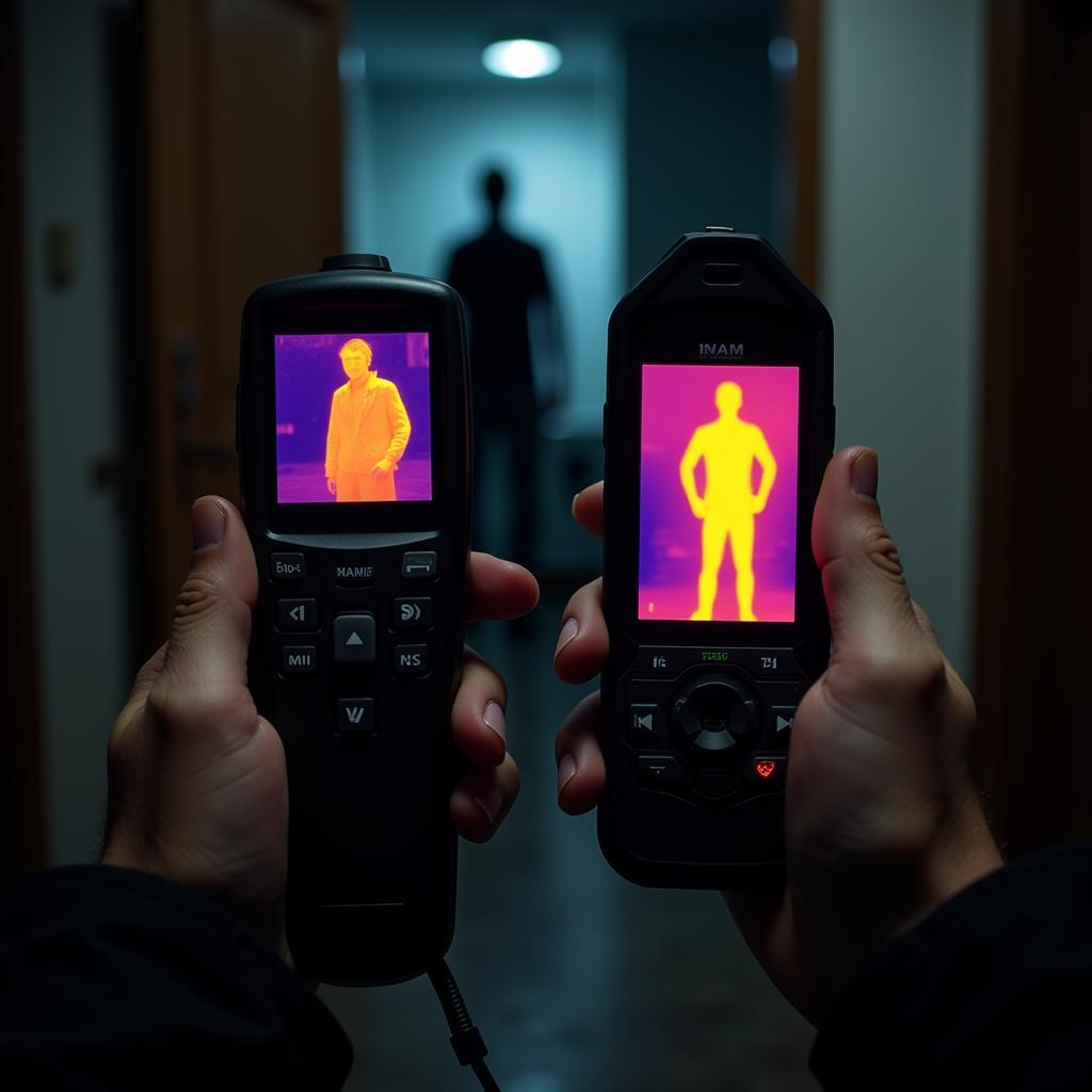 Using an EMF reader and a thermal camera during an investigation