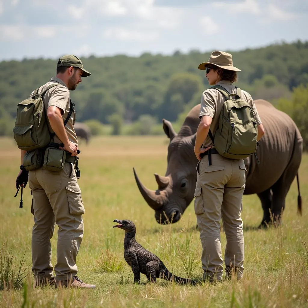 Researchers Studying an Endangered Animal