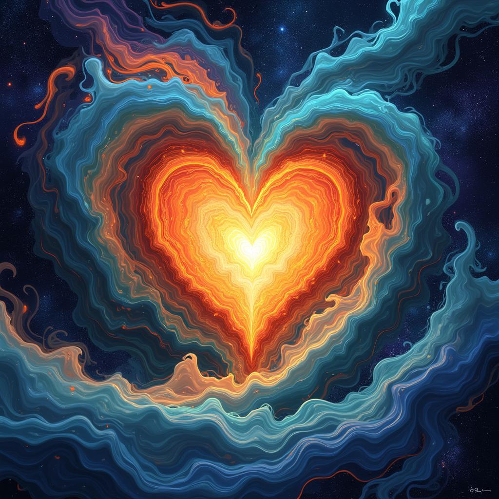 Abstract representation of energy waves emanating from a grateful heart