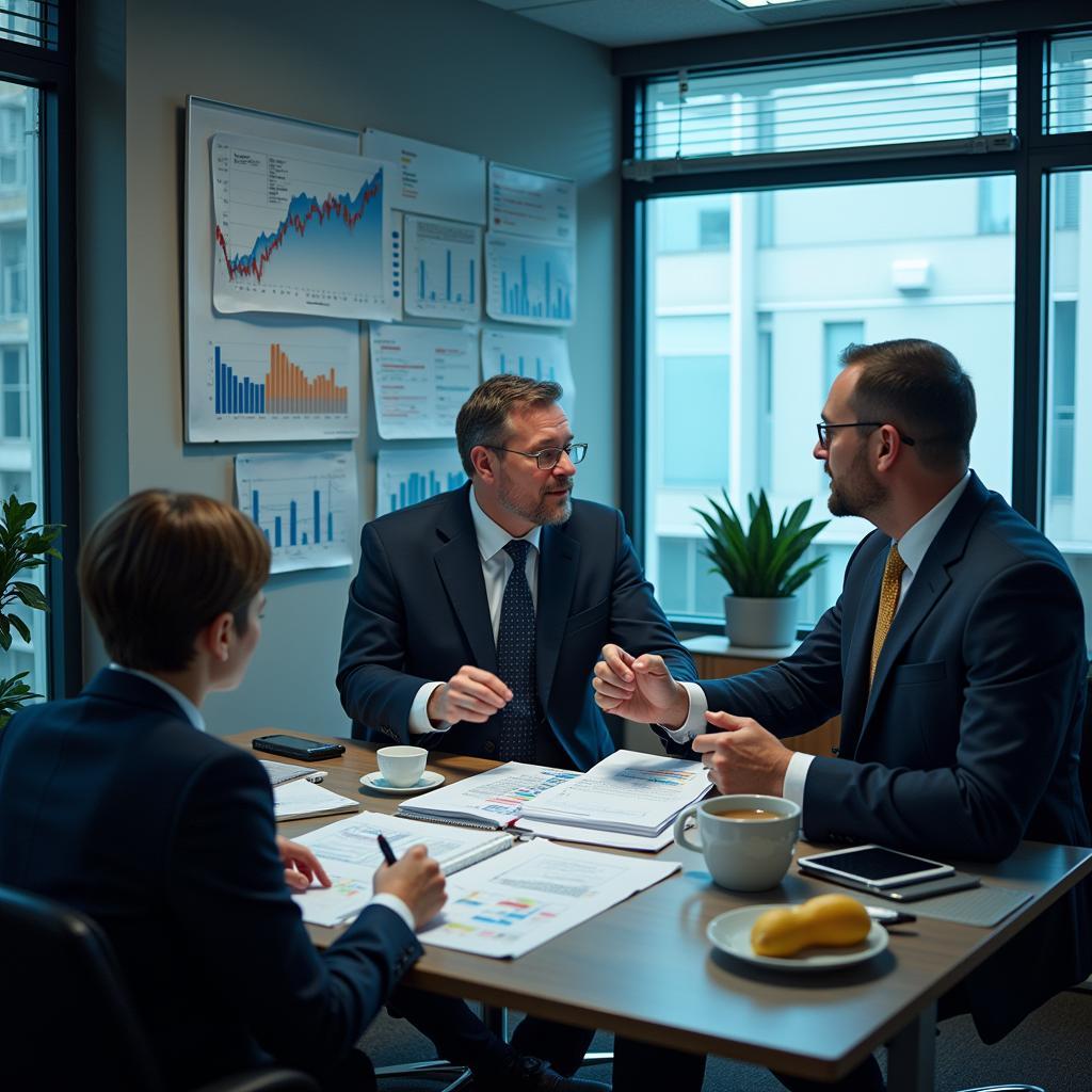 Equity research analysts working on market data