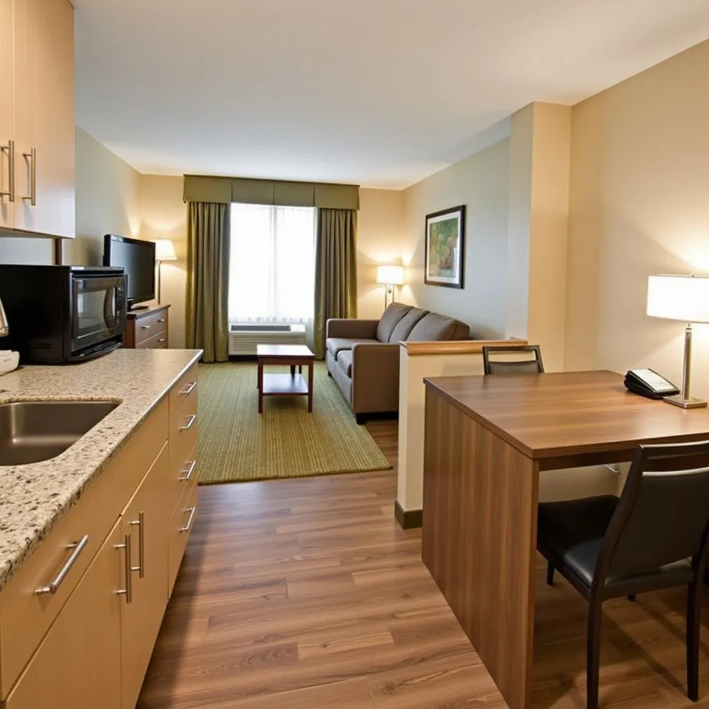 Interior view of a spacious suite at Extended Stay America Austin Northwest Research Park